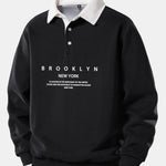 Brooklyn Print Contrast Polo Collar Sweatshirt
