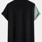 Short Sleeve Two-Tone Corduroy Shirt & Corduroy Shorts