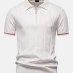 Contrast Trim Zipper Knit Polo Shirt & Cotton Chino Shorts
