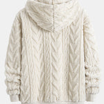 Geometric Jacquard Zip Up Teddy Hoodie
