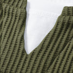 Relax Fit Waffle 2 In 1 Notched Collar T-Shirt & Drawstring Knitted Waffle Pants