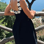 Margovil 3D Floral Neck Backless Mini Cami Dress