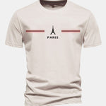 Regular Fit Paris Stripes Print Cotton T-Shirt