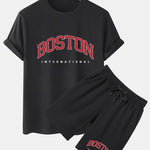 Boston Print T-Shirt & Shorts