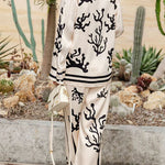 Margovil Wide Leg Reef Print Satin Pants
