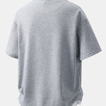 Relax Fit Smiley Face Print 2 In 1 Notched Collar Waffle T-Shirt