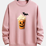 Halloween Pumpkin Drink Print Relax Fit Sweatshirt