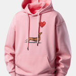 Heart-shaped Balloon Dachshund Print Relax Fit Hoodie