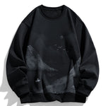 Ink Landscape Print Crew Neck Sweatshirt