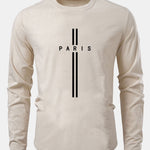 Long Sleeve Paris Stripe Print Cotton Arc Hem T-Shirt