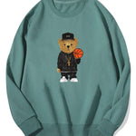 Basketball Bear Print Cotton Sweatshirt