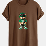 Regular Fit Trendy Bear Print Cotton T-Shirt