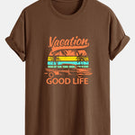 Regular Fit Good Life On Vacation Print Cotton T-Shirt
