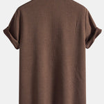 Short Sleeve Geometry Textured Cuban Shirt