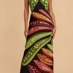 Margovil Halter Neck Backless Fish Print Maxi Dress