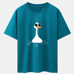 Sunglasses Goose Print Drop Shoulder Oversize T-Shirt