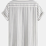 Cotton Blend Striped Stand Collar Shirt