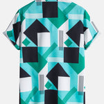 Color Block Stripe Print Shirt & Swim Shorts