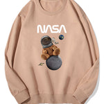 Space Bear Print Cotton Sweatshirt