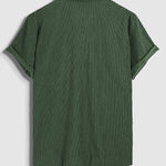 Men's Corduroy Half Button Short Sleeve Shirt Casual Shorts Set