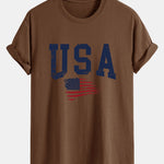 Regular Fit USA Flag Print Cotton T-Shirt