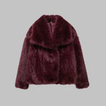 WEENA��� - Classy Long Sleeve Collared Fuzzy Coat