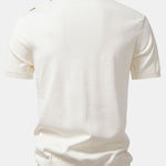 Stripe Geometric Jacquard Knitted Polo Shirt