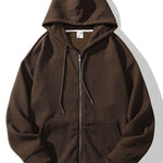 Relaxed Waffle Zip Hoodie