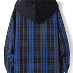 Contrast Hooded Plaid Shirt