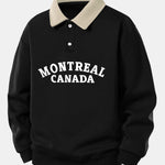 Relax Fit Montreal Canada Print Contrast Polo Sweatshirt
