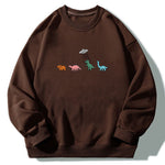 Cartoon Dinosaur Print Crew Neck Relaxed Sweatshirt