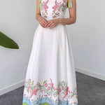 Bow Shoulder Sleeveless Floral Print Maxi Dress