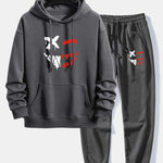 Dissolving Evil Smiley Face Print Relax Fit Hoodie & Jogging Pants