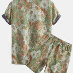 Painted Floral Jacquard Cuban Shirt & Shorts