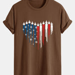 Regular Fit Heart Shaped Fighter Jets USA Flag Print Cotton T-Shirt