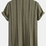 Geometric Striped Jacquard Button Up Shirt