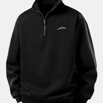 Relax Fit Mountain Print Quarter Zip Sweatshirt