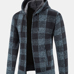 Plaid Zip Up Hooded Sweater