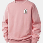 Ghost Drinking Coffee Print Relax Fit Sweatshirt