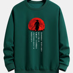 Japanese Samurai Print Relax Fit Sweatshirt