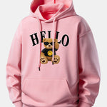 Hello Sunglasses Bear Print Relax Fit Hoodie