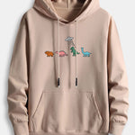 Cartoon Dinosaur Print Cotton Hoodie