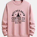 Halloween Witches Brew Coffee Print Relax Fit Sweatshirt