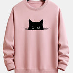 Black Cat Print Relax Fit Sweatshirt