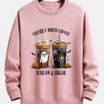 Halloween Coffee Print Relax Fit Sweatshirt