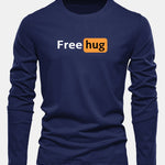 Long Sleeve Free Hug Print Cotton T-Shirt