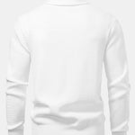 Long Sleeve Wave Jacquard V Neck Knit Polo Shirt