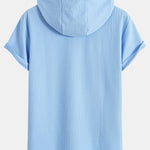 Kangaroo Pocket Ribbed Hooded T-Shirt & Drawstring Ribbed Shorts