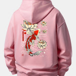 Lotus Carp Print Relax Fit Hoodie