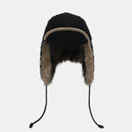 Faux Fur And Lambskin Fleece Patchwork Winter Thickened Warm Earflap Hat